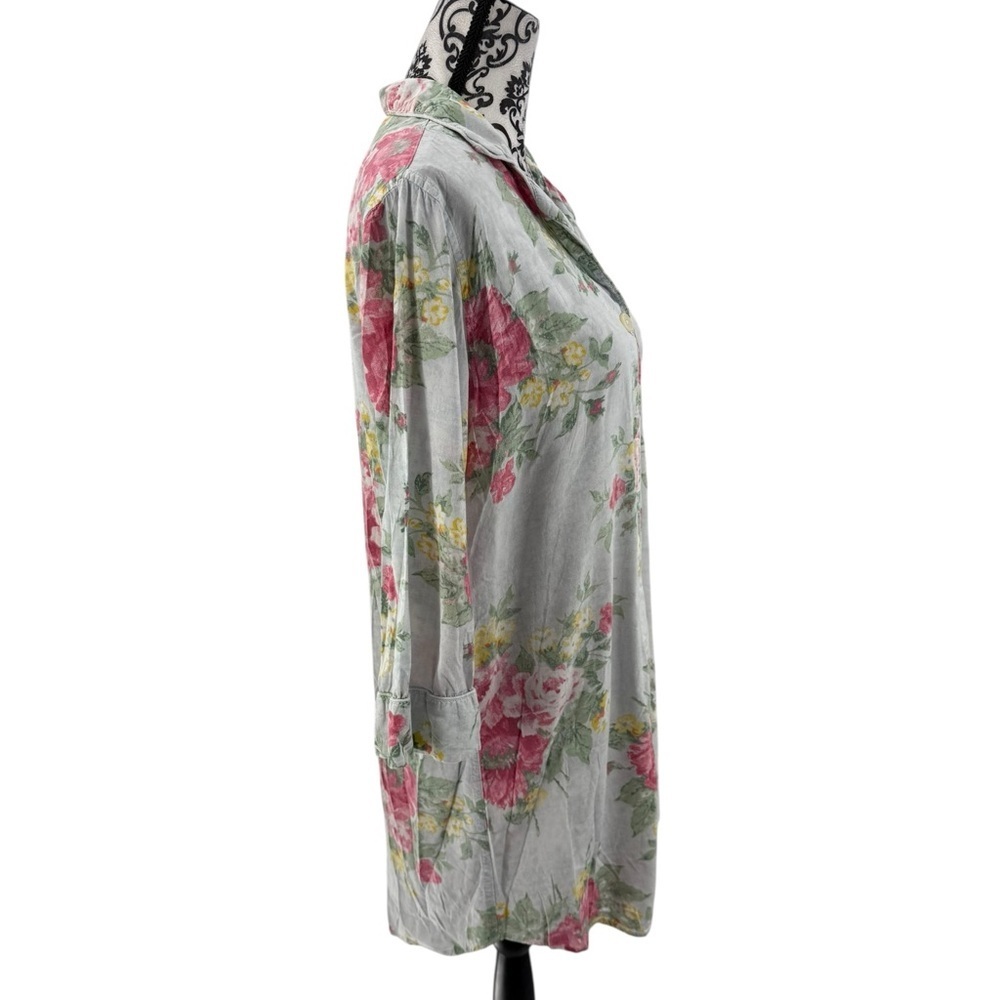 Lauren Ralph Lauren Floral Embroidered Soft Cotton Rayon Button-Up Nightshirt - Picture 7 of 16